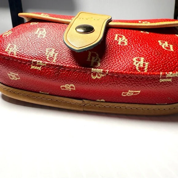 Dooney & Bourke Red and Tan Logo Wristlet - Picture 7 of 9
